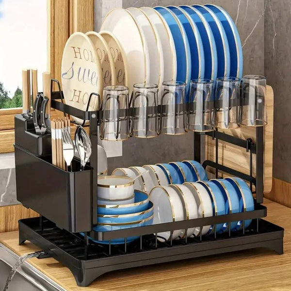 2 Tier Stainless Steel Dish Rack Malta with Drainboard
